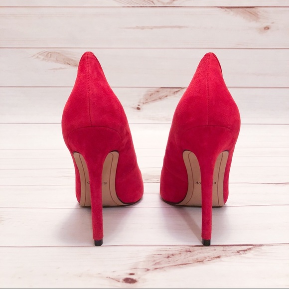 NWOT Dolce Vita Red Suede Peep Toe Pumps Size 7.5 - Picture 3 of 7